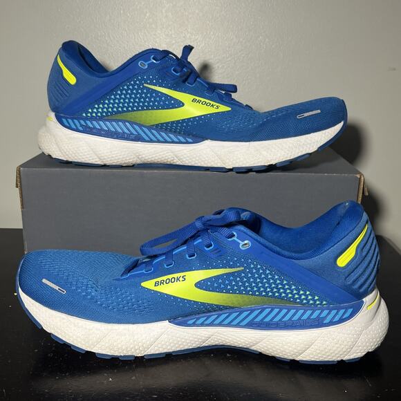 Brooks Adrenaline GTS 22 Mens Size 11.5 Supportive Blue Green Nightlife White - Picture 2 of 8